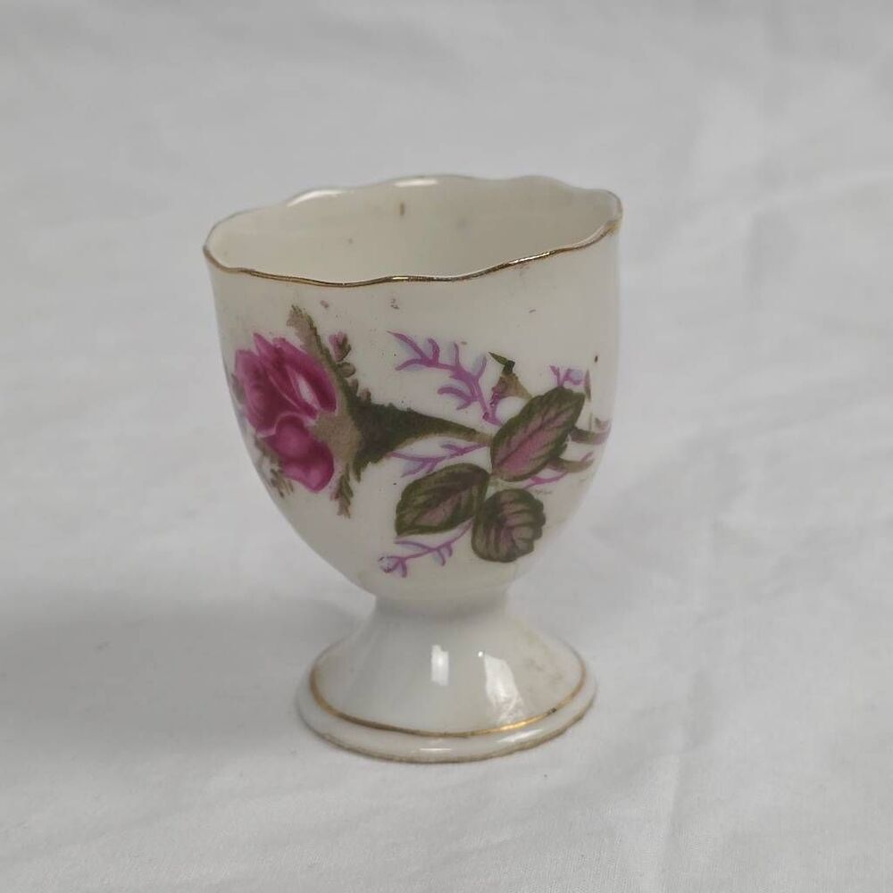 Vintage Japan Rose Pedestal Cup Mini Porcelain